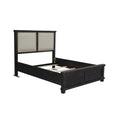 Benjara Liu Low Profile Solid Pine Wood Queen Bed, Plank Panel Style, Rustic Black