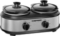 RJ15-125-D Double Slow Cooker & Buffet Server with 2 Removable 1.25 Qt. Oval Crocks, Pot Inserts Individually Heat Controlled, 2.5 Quarts,
