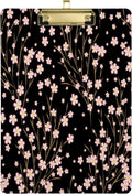Wellsay Cherry Blossom Japanese Floral Flower Spring Acrylic Clipboard Letter Size 9 x 12.5 Decorative Clipboard with Low Profile Gold Metal Clip for Office School Student Women