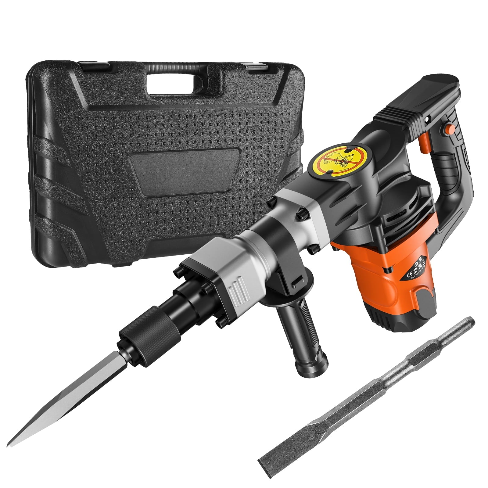 BENTISM Demolition Jack Hammer, 1400W Electric Concrete Breaker with Chisel Bit, Heavy Duty Drill Jack Hammer with Carrying Case, Glove, and Carbo Brush, for Trenching, Chipping, Breaking Holes