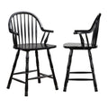 Black Cherry Selections 41 In. Antique Black With Cherry Rub High Curved Back Wood Frame 24 In. Bar Stool (Set Of 2)