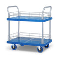 MoNiBloom 2 Tier Utility Cart with Handle Bar Rolling Platform Trolley, for Home Warehouse School, 661 lbs Capacity