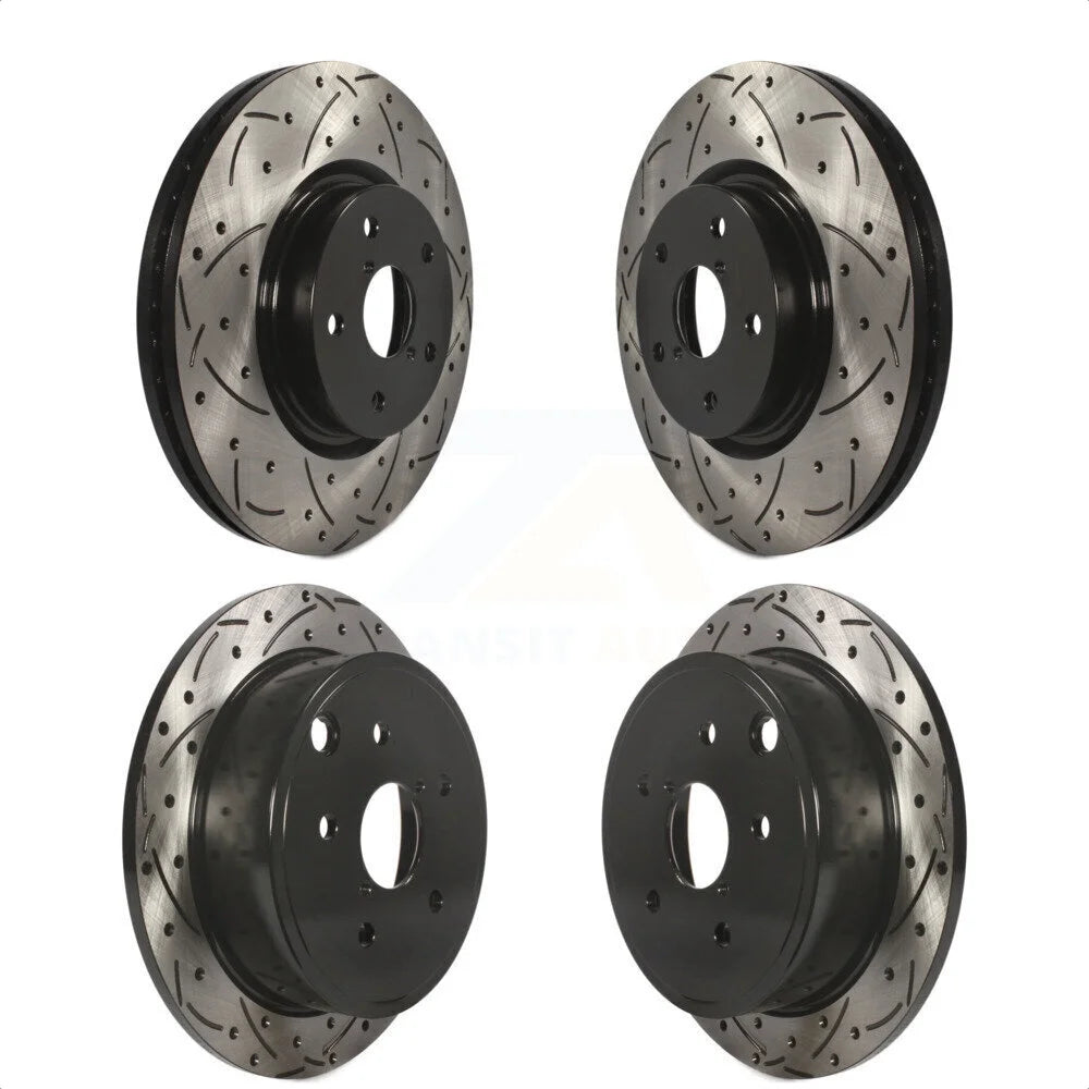 Front Rear Coated Drilled Slotted Disc Brake Rotors Kit For Subaru WRX KD-100277