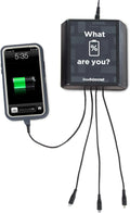 KwikBoost 4 Device Table Top Charging Station With 2 Lighting, 1 Micro, 1 USB-C - Black Graphic