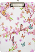 KXMDXA Beautiful Cherry Blossoms Butterfly Birds Clipboard Hardboard Wood Nursing Clip Board and Pull for Standard A4 Letter 13x9 inches