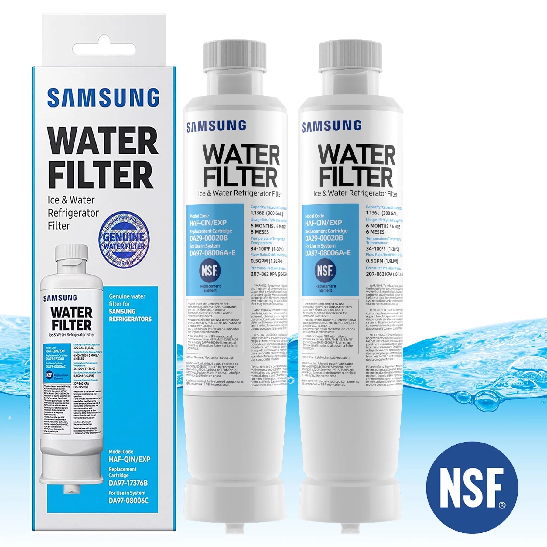 6 Pack DA29-00020B HAF-CIN/EXP Refrigerator Water Filter Replacement Compatible with Samsung DA29-00020A,DA29-00020AB,HAF-CIN/XME, HAF-CINXME(Long Model)