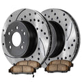 AutoShack Front Drilled Slotted Brake Rotors Black and Performance Ceramic Pads Kit Driver and Passenger Side Replacement for Acura CL 1999-2003 2006-2008 TL 2004-2008 TSX 2003-2009 Honda Accord FWD