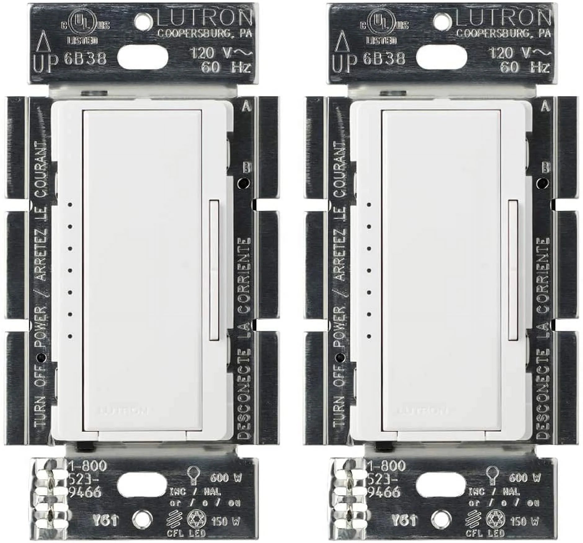 Lutron MACL-153M-WH-2 White Maestro C.L Dimmer Switch (2 Pack) | for Dimmable LED, Halogen & Incandescent Bulbs, Single-Pole or Multi-Location | MACL-153M-WH, 2 Count