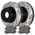 AutoShack Front Drilled Slotted Brake Rotors Black and Performance Ceramic Pads Kit Driver and Passenger Side Replacement for Mitsubishi Lancer Outlander Eclipse Jeep Patriot Compass Dodge Caliber FWD