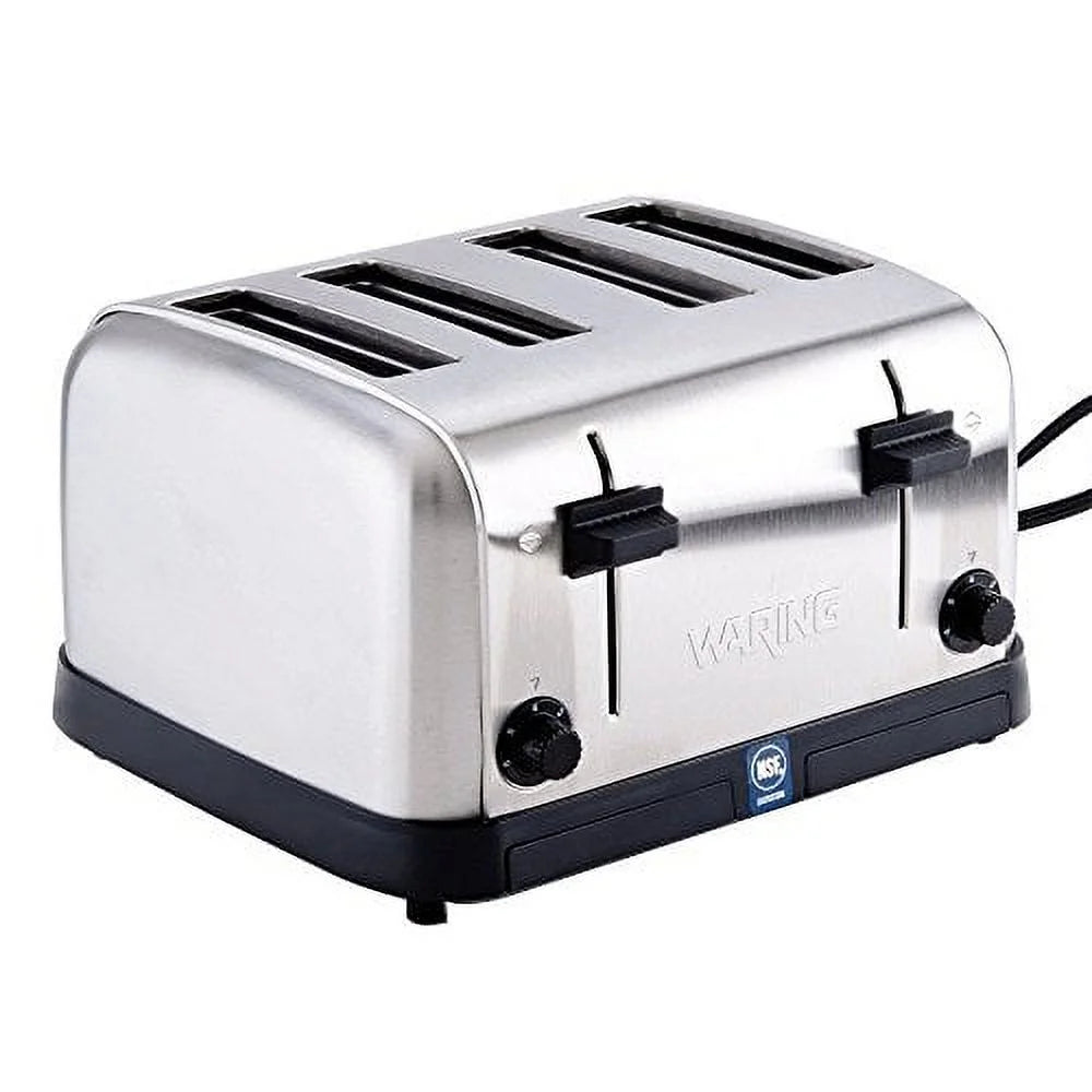 Waring Commercial WCT708 Brushed Chrome 4-Slice Commercial Medium Duty Pop-Up Toaster, 120V, 5-15 Phase Plug