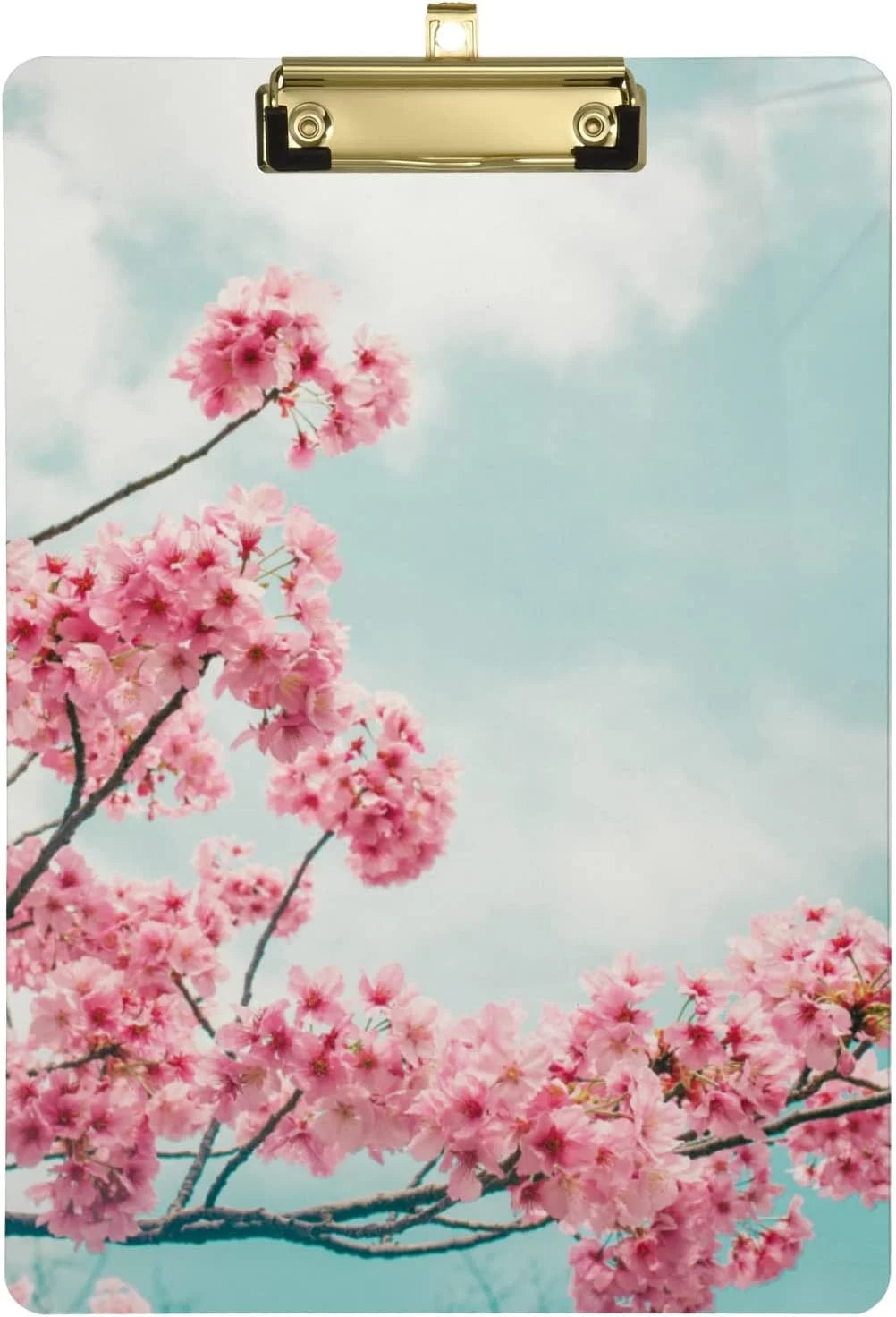 KXMDXA Cherry Blossoms Spring Clipboard Hardboard Wood Nursing Clip Board and Pull for Standard A4 Letter 13x9 inches