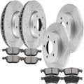Teledu Ceramic Brake Pads And Rotors Front Rear For 2004-2013 Mazda 3 2.0L