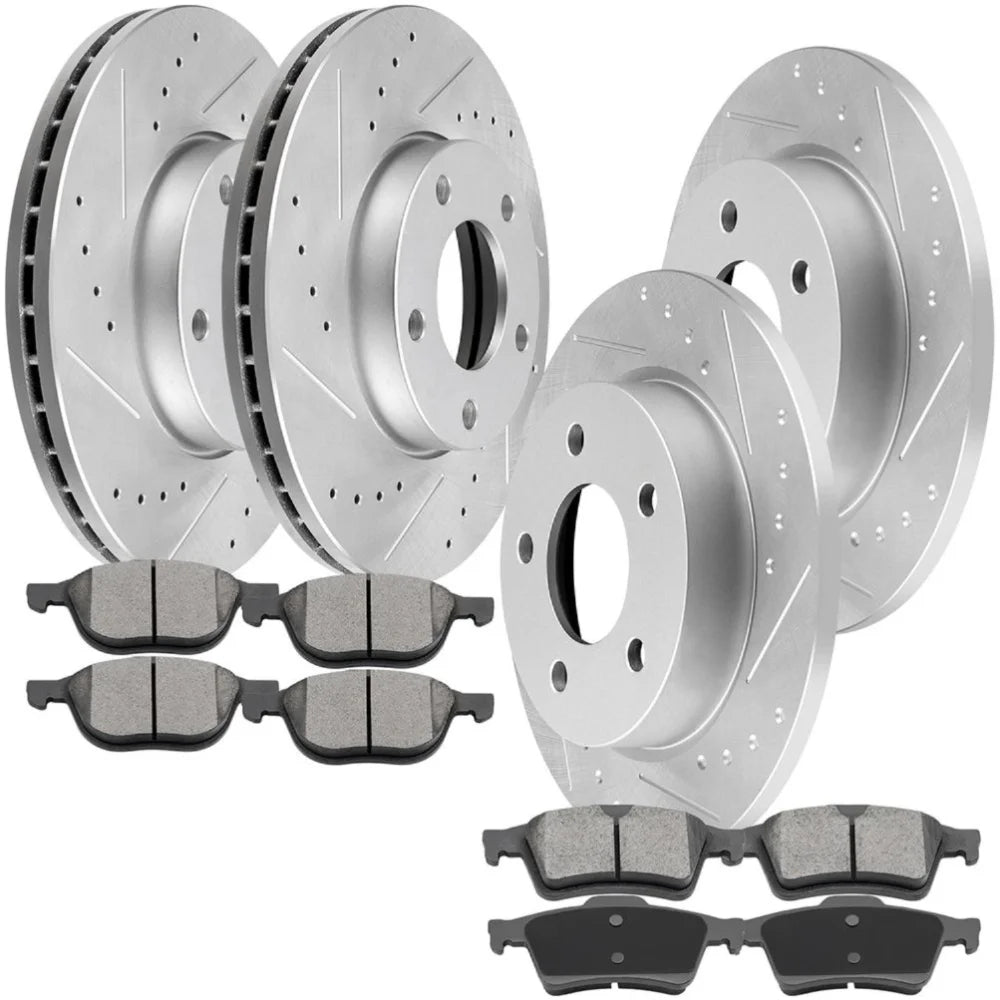 Teledu Ceramic Brake Pads And Rotors Front Rear For 2004-2013 Mazda 3 2.0L