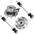 Detroit Axle - 4pc 4WD Front Wheel Hub Bearings Sway Bar Links Replacement for GMC Sierra 3500 HD