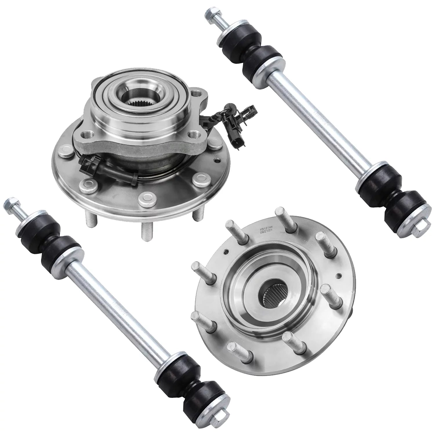 Detroit Axle - 4pc 4WD Front Wheel Hub Bearings Sway Bar Links Replacement for GMC Sierra 3500 HD