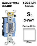 Leviton 1203-LHC 15 Amp 3-Way Toggle Switch Industrial - Clear