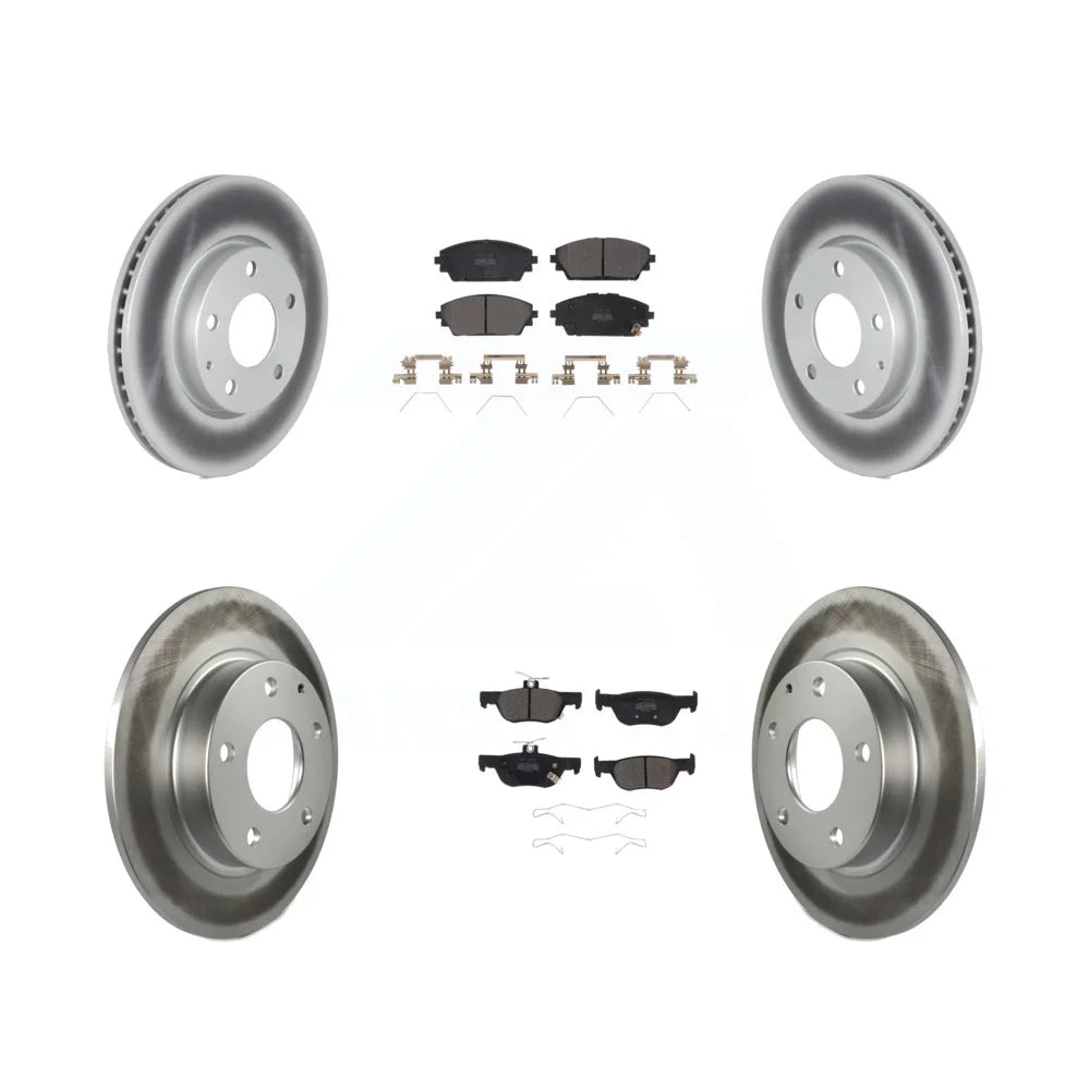 Transit Auto - Front Rear Coated Disc Brake Rotors And Semi-Metallic Pads Kit For Mazda 3 KGF-102707