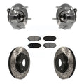 Transit Auto - Front Hub Bearing Assembly With Coated Drilled Slotted Disc Brake Rotors And Semi-Metallic Pads Kit For Mazda 3 CX-3 Sport KBB-103168