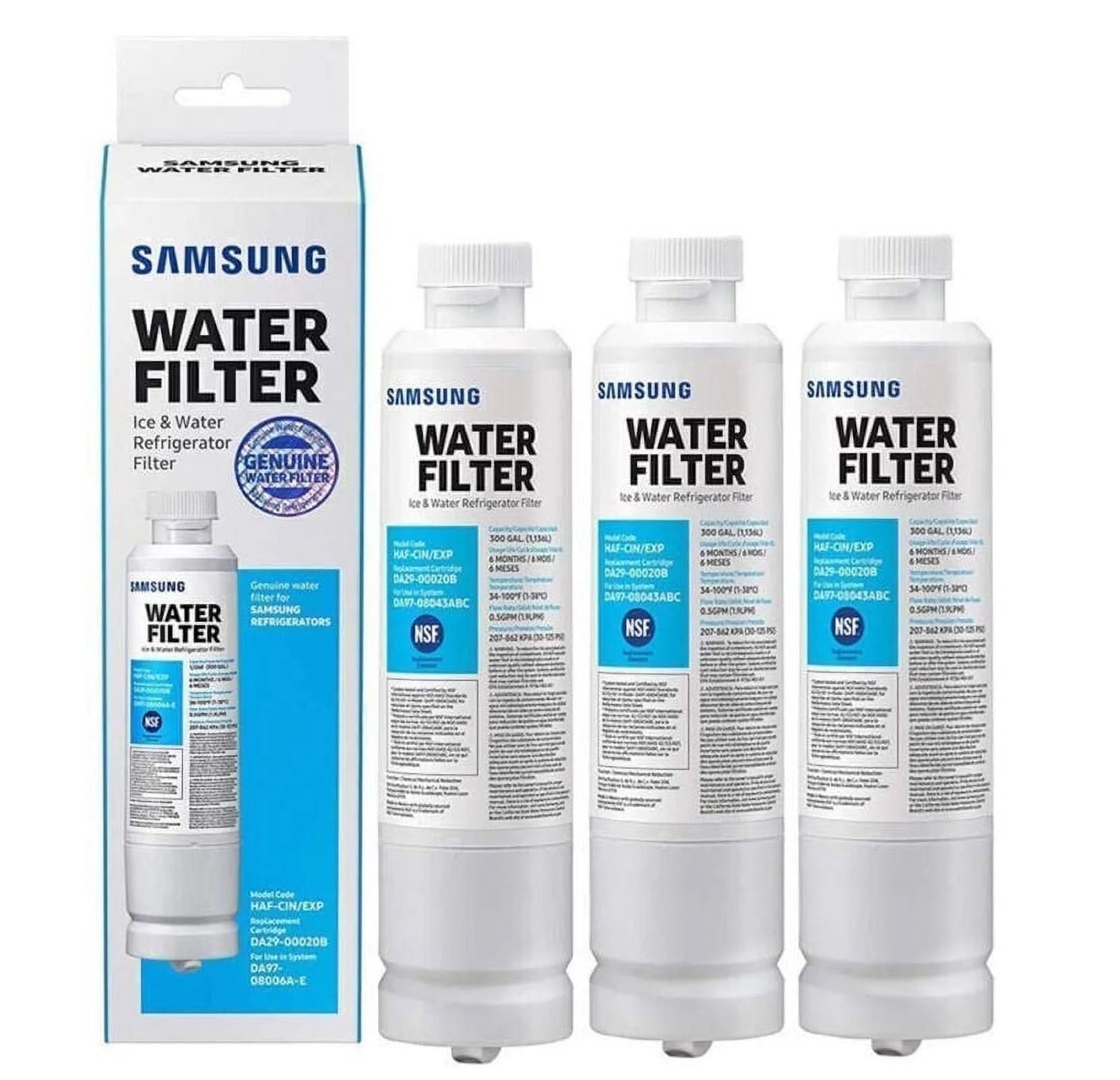 DA29-00020B Refrigerator Water Filter, Compatible with Samsung Refrigerator Water Filter (Pack of 3)
