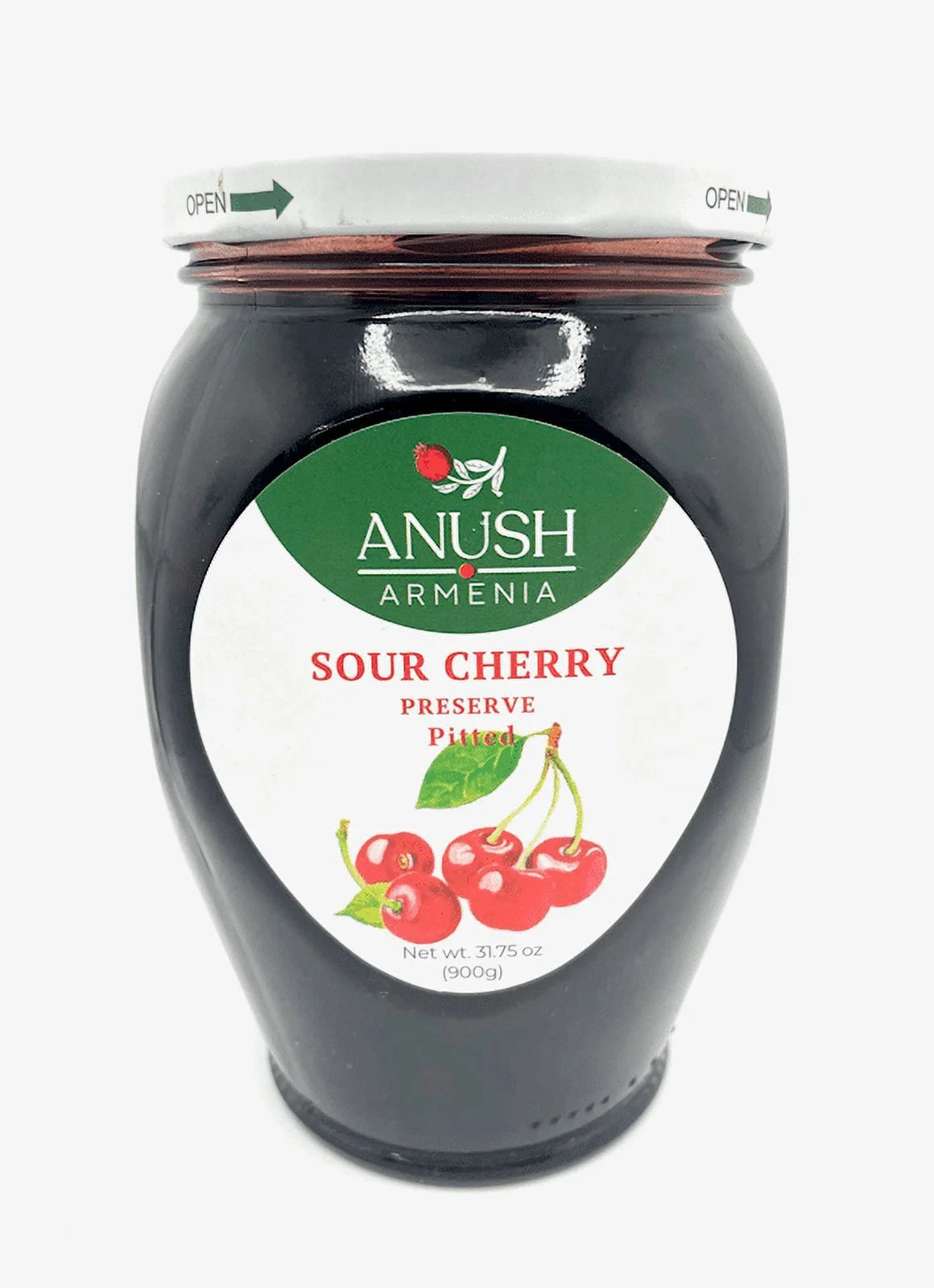 Anush Cherry Preserve 900G - Artisanal Fruit Spread With Whole Cherries, Low Sugar, Perfect For Brea