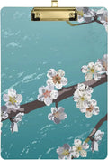 FMSHPON Cherry Blossom Clipboard Hardboard Wood Nursing Clip Board and Pull for Standard A4 Letter 13x9 inches