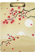 Coolnut Japanese Cherry Blossom Flower Mountain Acrylic Clipboard Letter Size 9 x 12.5 Decorative Clipboard with Low Profile Silver Metal Clip for Office School Student Women