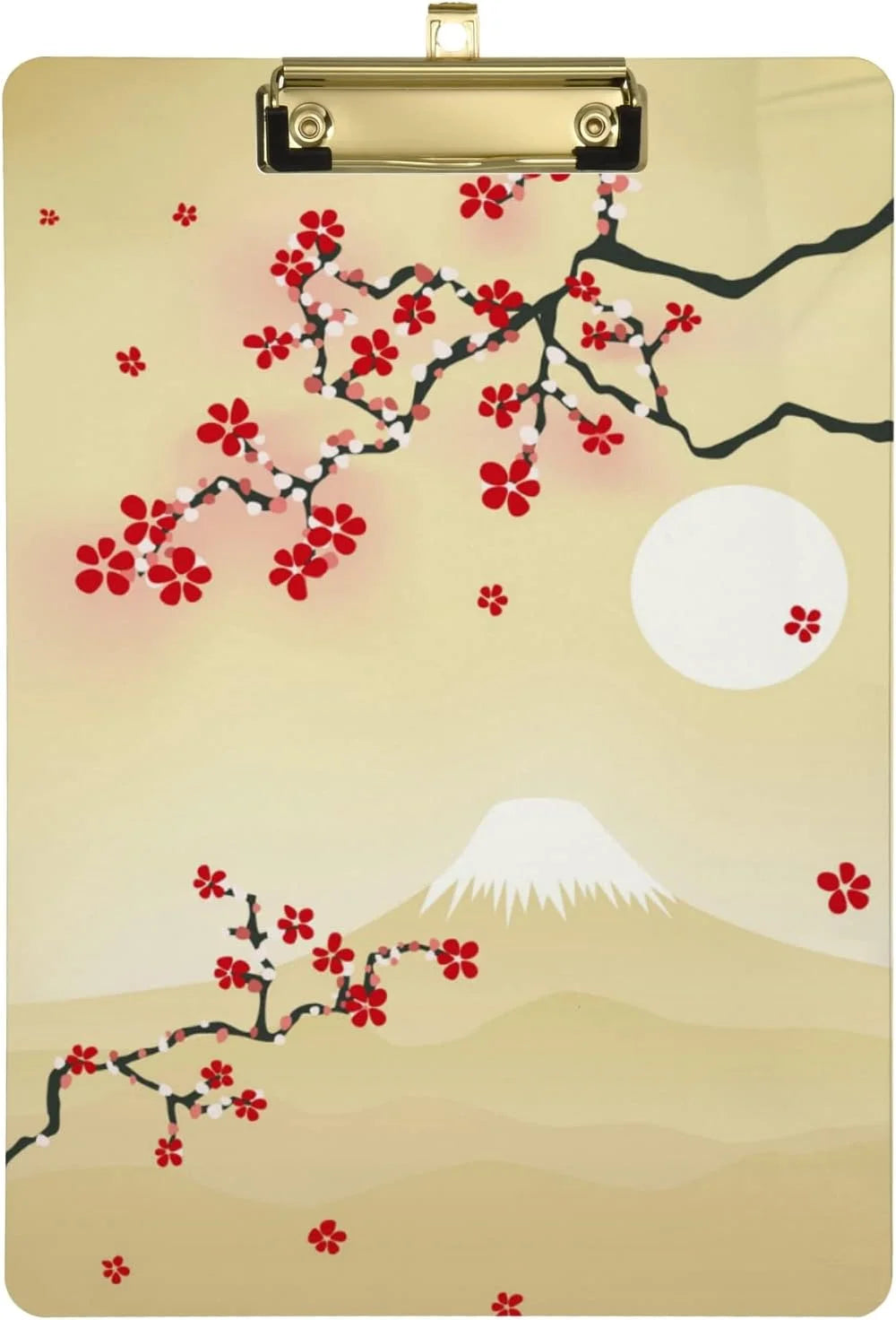 Coolnut Japanese Cherry Blossom Flower Mountain Acrylic Clipboard Letter Size 9 x 12.5 Decorative Clipboard with Low Profile Silver Metal Clip for Office School Student Women