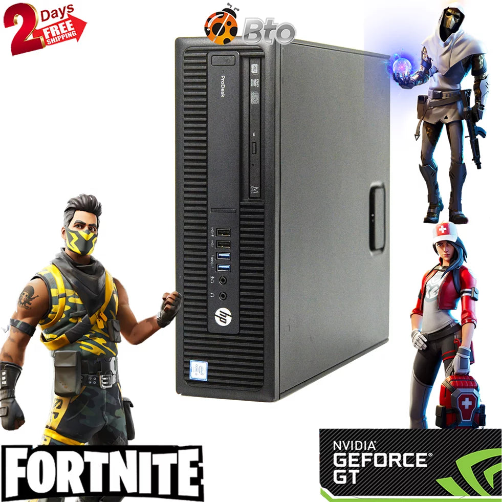Restored Gaming HP 600 G2 Desktop SFF Computer PC, Intel Pentium G4400 3.3GHz Processor 16GB Ram, 120GB SSD, 500GB HDD, AMD RX 550 4GB DDR5, Bto WiFi Adapter, Windows 10 (Refurbished)