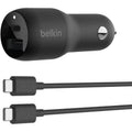 Belkin CCB004BT1MBK-B6 37W 2-Port USB Power Delivery Car Charger with PPS PVC USB-C To USB-C Cable, Black