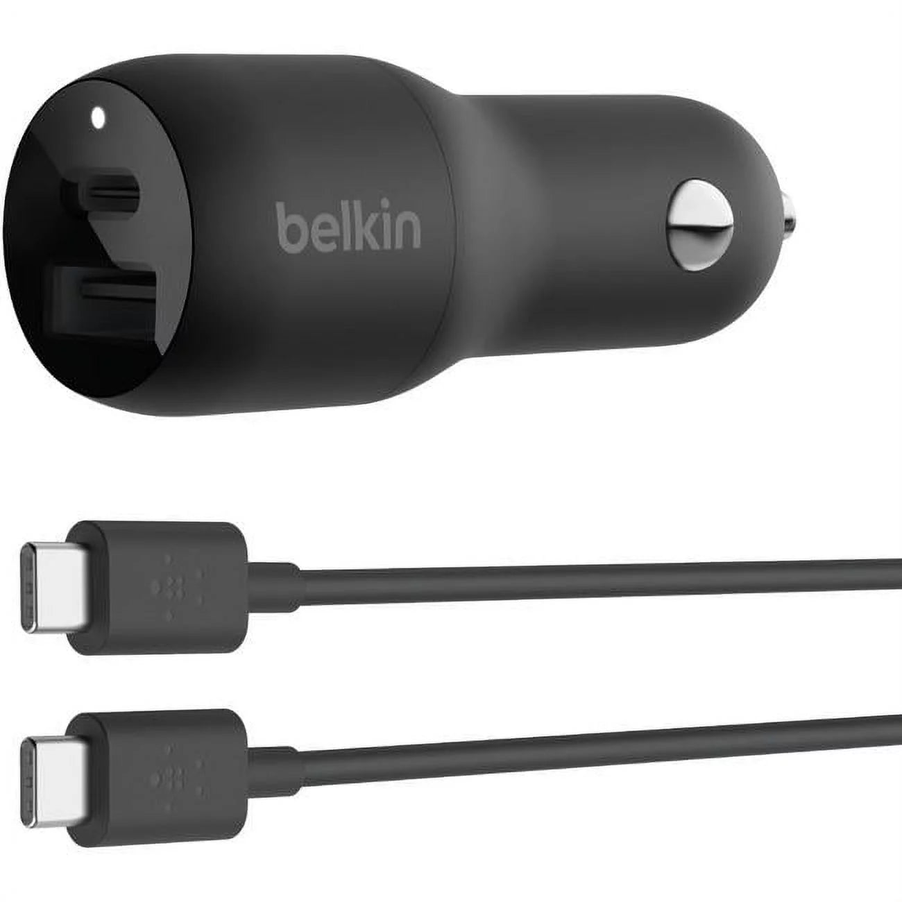 Belkin CCB004BT1MBK-B6 37W 2-Port USB Power Delivery Car Charger with PPS PVC USB-C To USB-C Cable, Black