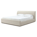 Benjara Reza California King Bed, Sleigh Style Headboard, Low Profile, Beige Linen