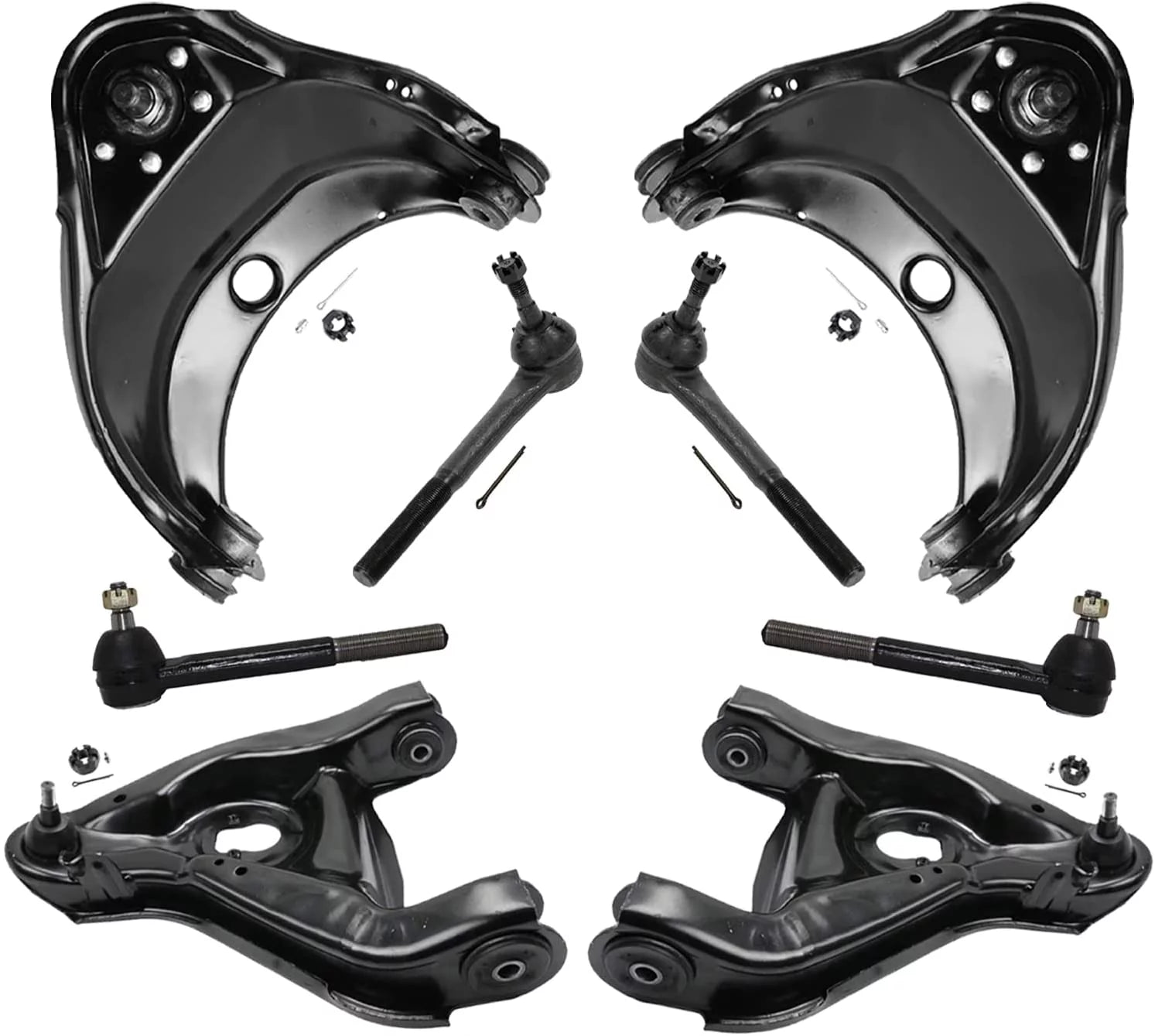 Detroit Axle - 8pc Front End Control Arms Kit for GMC Chevy C1500 C2500 Express Savana 1500 2500 Yukon Tahoe, 2 Upper Control Arms w/Ball Joint 4 Tie Rods 2 Adjusting Sleeves Replacement