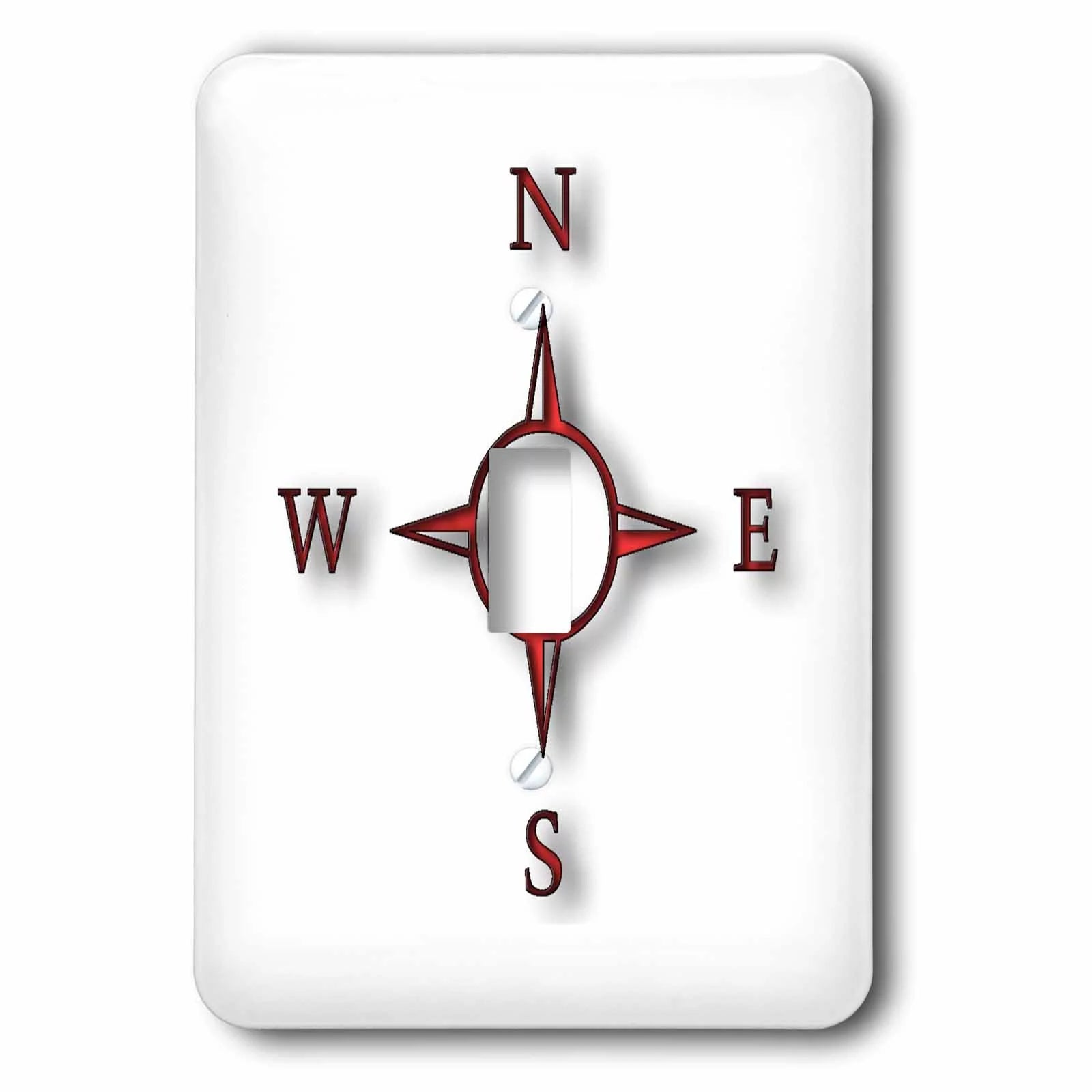 Print of Clear Red Compass On White single toggle switch lsp-212667-1