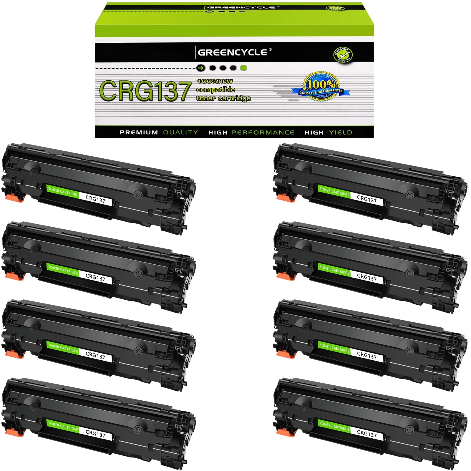 GREENCYCLE 8 Pack Compatible CRG137 Black Toner Cartridge Replacement for Canon 137 C137 Use with MF227dw MF216n MF247dw MF229DW MF212W MF232W D570 Laser Printer