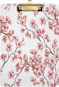 Wellsay Spring Pink Cherry Blossom Flower Acrylic Clipboard Letter Size 9 x 12.5 Decorative Clipboard with Low Profile Silver Metal Clip for Office School Student Women