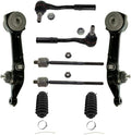 Detroit Axle - 8pc Front Lower Rearward Control Arm w/Ball Joints Inner & Outer Tie Rods w/Boots Replacement for 2000-2006 Mercedes-Benz S430 / S500 - w/o Active Body Control