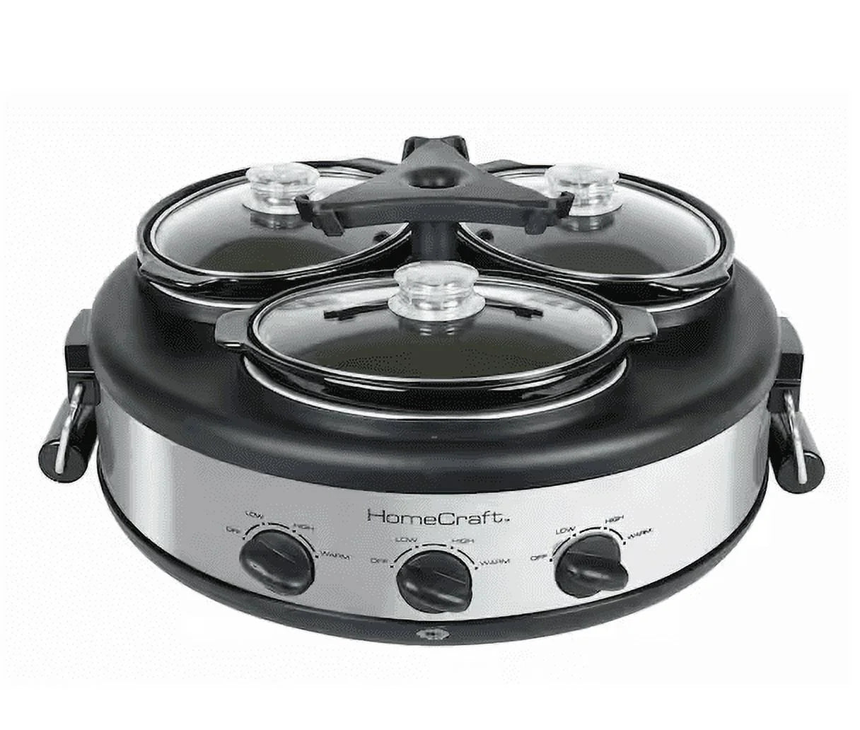 HomeCraft Triple 1.5 qt. Stainless Steel Slow Cooker Buffet