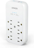 Anker Outlet Extender and USB Wall Charger, 6 Outlets and 2 USB Ports, 20W USB C Power Delivery High-Speed Charging iPhone 15/15 Plus/15 Pro/15 Pro Max, Multi-Plug for Dorm, Home, and Office, White