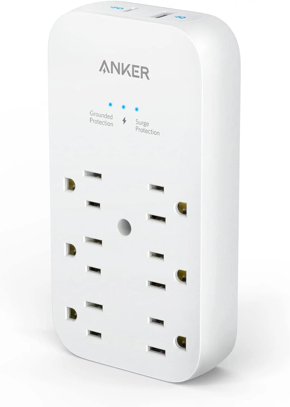 Anker Outlet Extender and USB Wall Charger, 6 Outlets and 2 USB Ports, 20W USB C Power Delivery High-Speed Charging iPhone 15/15 Plus/15 Pro/15 Pro Max, Multi-Plug for Dorm, Home, and Office, White