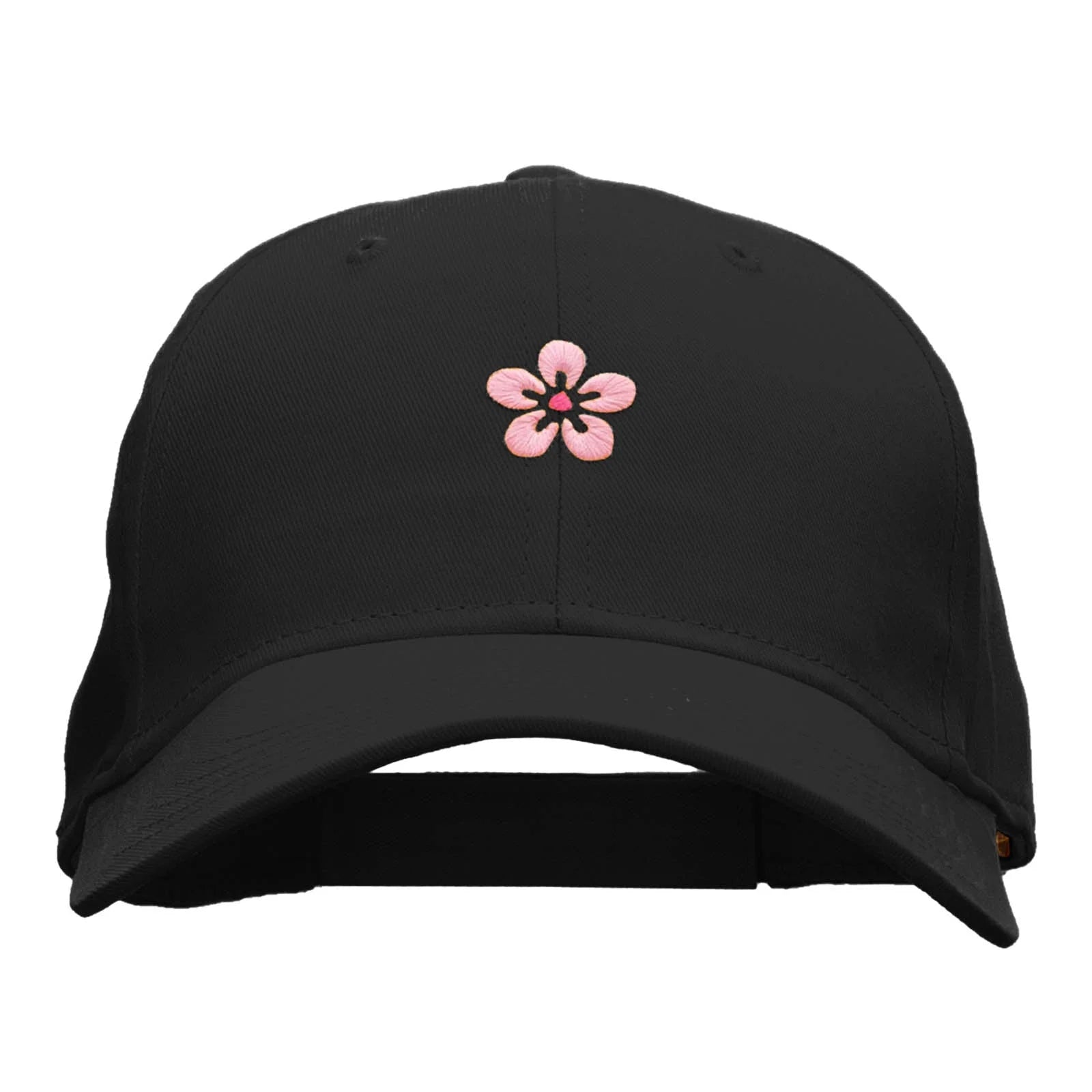 Cherry Blossom Embroidered Low Profile Cap - Black OSFM