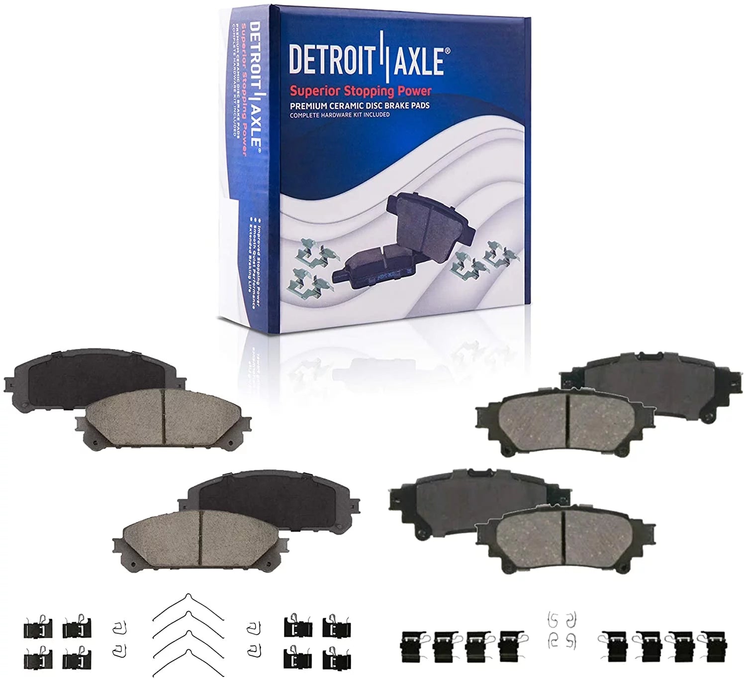 Detroit Axle - Brake Pads for Lexus RX350 RX450h Toyota Highlander Sienna, 4 Front and Rear Ceramic Brake Pads Replacement Fits select: 2013,2015 LEXUS RX 350 BASE/350 F-SPORT