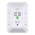 USB Wall Charger, Surge Protector, QINLIANF 5 Outlet Extender with 4 USB Charging Ports ( 4.8A Total) 3-Sided 1680J Power Strip Multi Plug Outlets Wall Adapter Spaced for Home Travel Office
