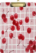FMSHPON Sweet Cherry On Checked Clipboard Hardboard Wood Nursing Clip Board and Pull for Standard A4 Letter 13x9 inches
