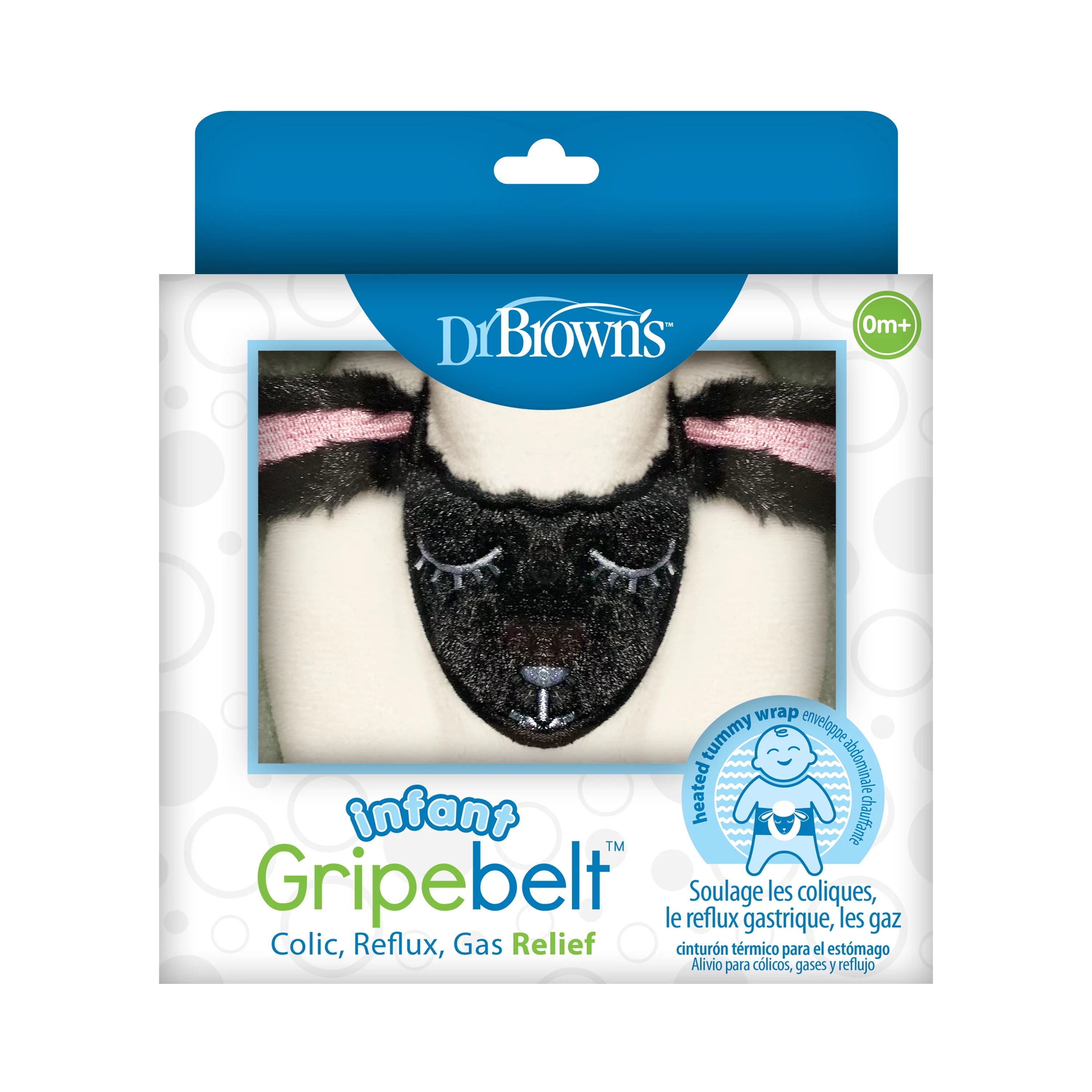 Dr. Brown's Infant Gripebelt for Colic Relief, Heated Tummy Wrap, Baby Swaddling Belt for Gas Relief, Natural Relief for Upset Stomach in Babies and Toddlers, Lamb, 0-3m
