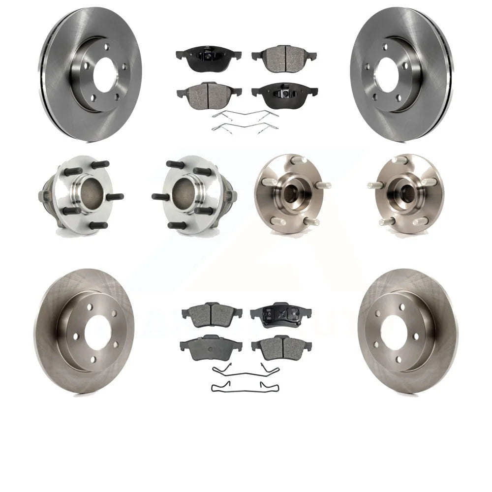 Transit Auto - Front Rear Hub Bearings Assembly Disc Brake Rotors And Ceramic Pads Kit (10Pc) For Mazda 3 2.0L with 4-Wheel ABS KBB-110322