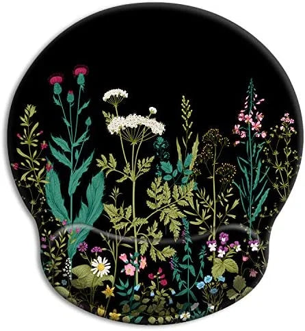 Ergonomic Mouse Pad with Wrist Support Gel [30% Larger], iDonzon Cute Soft Wrist Rest Pad with Non-Slip Rubber Base, Easy Typing & Pain Relief - Garden Flowers