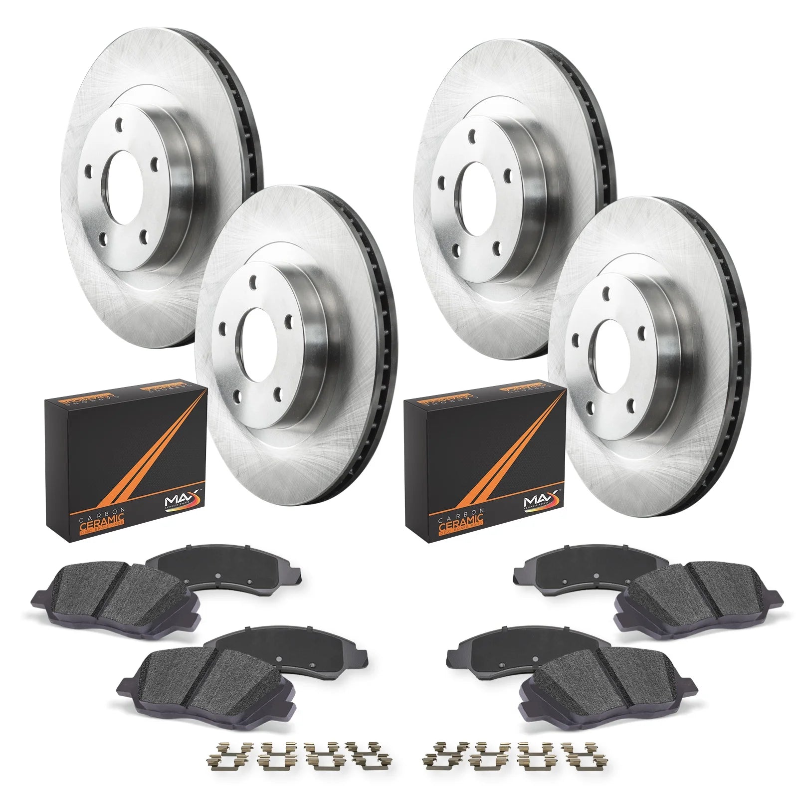 Max Advanced Brakes - Brake Kit for 2005 2006 2007 2008 2009 Audi A4 2005 2006 2007 2008 2009 A4 Quattro Front and Rear Replacement Disc Brake Rotors and Ceramic Brake Pads