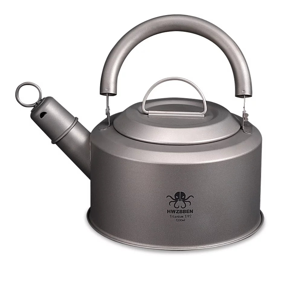 HWZBBEN Titanium Tea Pot for Camping, Portable Coffee Pot with 1200ml Capacity, Lightweight and Versatile