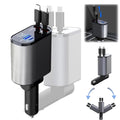 4-in-1 Retractable Car Charger Adapter Accessories,3A 60W Dual USB C Fast Charge Port,Charger Cables Automatic Storage,Overheating Automatically Shut off,Compatible with iPhone Samsung & Android