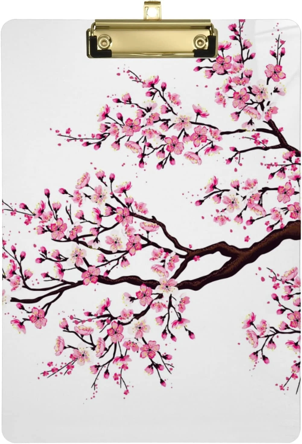 FMSHPON Blooming Cherry Branches Clipboard Hardboard Wood Nursing Clip Board and Pull for Standard A4 Letter 13x9 inches